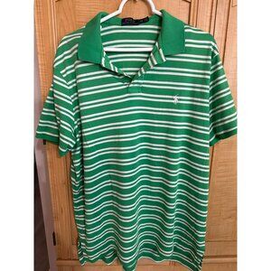 Polo Ralph Lauren Shirt Green White Striped Short Sleeve  Sz XXL